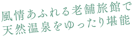 風情あふれる老舗旅館で天然温泉をゆったり堪能